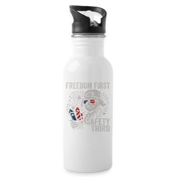Liberté en premier, sécurité troisième – Jo - Gourde avec paille intégrée - blanc - Droite