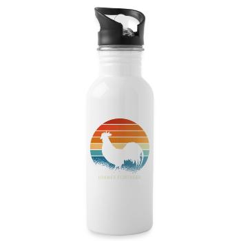 Hühnerflüsterer - Trinkflasche mit integriertem Trinkhalm - Weiß - Rechts