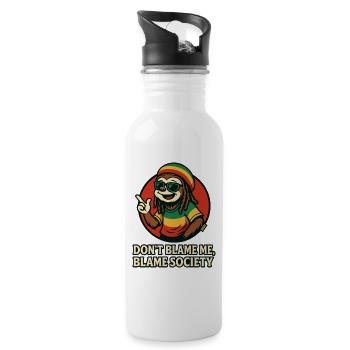 Paresseux rasta, ne blâme pas la société - Gourde avec paille intégrée - blanc - Droite