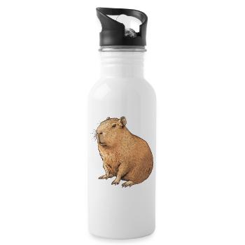 Kapibara Drawing in Brown Tone - Water bottle with straw - white - Right