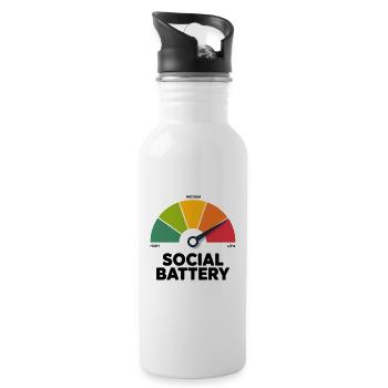 Social Low Battery - Trinkflasche mit integriertem Trinkhalm - Weiß - Rechts
