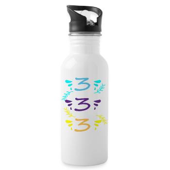 drei oder dreihundertdreiunddreißig - Trinkflasche mit integriertem Trinkhalm - Weiß - Rechts