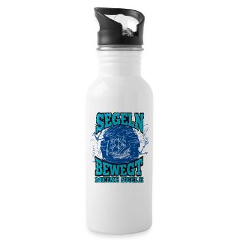 Segeln Bewegt Meine Seele / Segler Spruch - Trinkflasche mit integriertem Trinkhalm - Weiß - Rechts