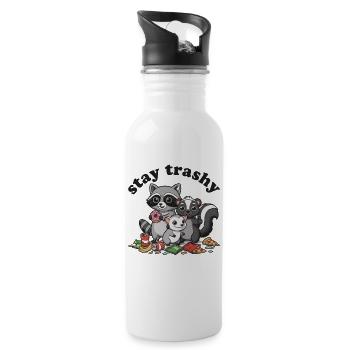 Stay Trashy Waschbär Opossum Stinktier - Trinkflasche mit integriertem Trinkhalm - Weiß - Rechts