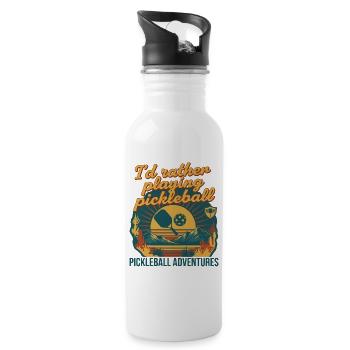Pickleball Id Rather Playing Pickleball Adventures - Water bottle with straw - white - Right