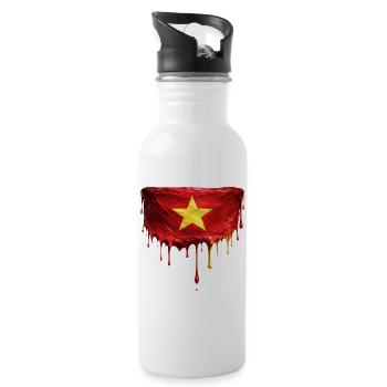 Vietnam Flaggenherz Tropfen - Trinkflasche mit integriertem Trinkhalm - Weiß - Rechts