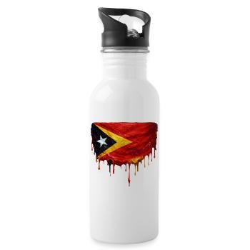 TimorLeste Drop Flag - Water bottle with straw - white - Right