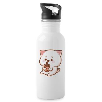 Katze & Shake - Trinkflasche mit integriertem Trinkhalm - Weiß - Rechts