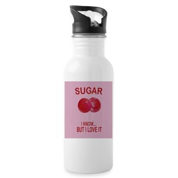 Sweet Sugar Love Pink Candy Humor Shirt - Trinkflasche mit integriertem Trinkhalm - Weiß - Rechts
