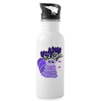 Lavendelfreund der Wurm lustig für Kinder - Trinkflasche mit integriertem Trinkhalm - Weiß - Rechts