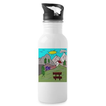 Alpen Schnecken Post Brief Gebirge Alm Postbote - Trinkflasche mit integriertem Trinkhalm - Weiß - Rechts