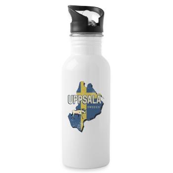 Uppsala Sweden Province Map Souvenir - Water bottle with straw - white - Right