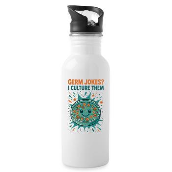 Cultivating germ jokes | Microbiology Humor - Water bottle with straw - white - Right