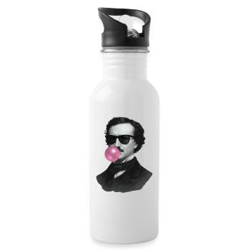 Edgar Allan Poe avec du chewing-gum et des lunettes de soleil - Gourde avec paille intégrée - blanc - Droite