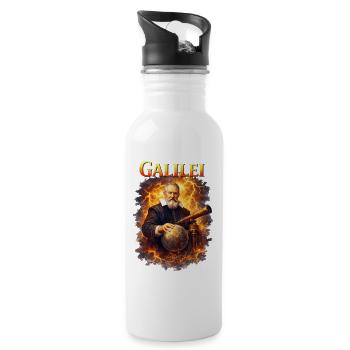 Galileo Galilei Porträt - Trinkflasche mit integriertem Trinkhalm - Weiß - Rechts