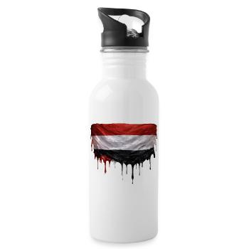 Jemen Flagge in bunter Farbe - Trinkflasche mit integriertem Trinkhalm - Weiß - Rechts