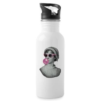 Jane Austen with bubblegum and sunglasses - Water bottle with straw - white - Right