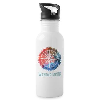 Wander More Compass Tie-Dye - Water bottle with straw - white - Right