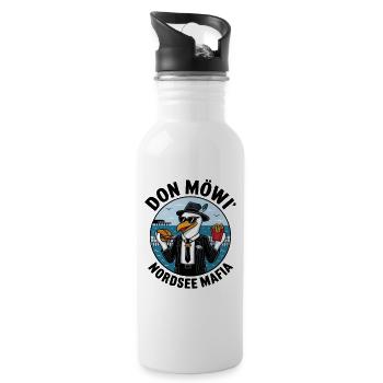  Don Möwi Nordsee Mafia Möwe Gangster Burger - Trinkflasche mit integriertem Trinkhalm - Weiß - Rechts