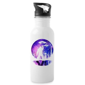 Bigfoot Alien Rock sur la Lune Shield Sasquatch Yeti - Gourde avec paille intégrée - blanc - Droite