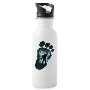 Bigfoot Rock sur le signe Sasquatch Yéti Lune - Gourde avec paille intégrée - blanc - Droite