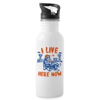 Bigfoot-Baseball-Fan Ich wohne jetzt hier - Trinkflasche mit integriertem Trinkhalm - Weiß - Rechts