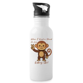 Quand je donne un coup de main, c’est comme si deux lâcheurs de prise ! - Gourde avec paille intégrée - blanc - Droite