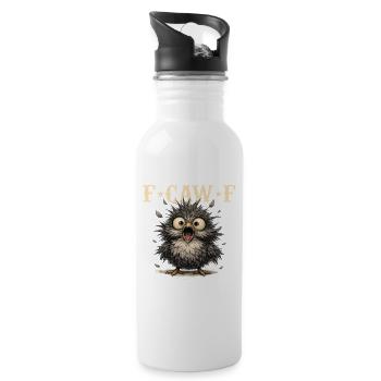 FCawF Sarcasm Bird Pun Dark Humor Crow - Water bottle with straw - white - Right