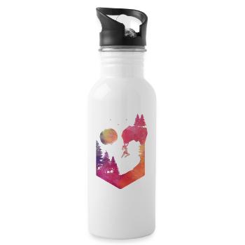 Climber Bouldering Watercolor Sunset - Water bottle with straw - white - Right