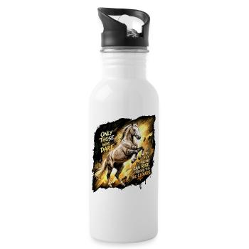 Dare To Fly Alone Horse Spirit - Trinkflasche mit integriertem Trinkhalm - Weiß - Rechts
