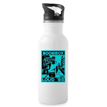 Boombox Laut 85 Neon Retro - Trinkflasche mit integriertem Trinkhalm - Weiß - Rechts