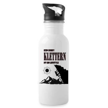 Kein Hobby Klettern Ist ein Lifestyle - Trinkflasche mit integriertem Trinkhalm - Weiß - Rechts