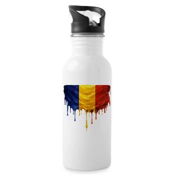 Art de la chute du drapeau roumain - Gourde avec paille intégrée - blanc - Droite