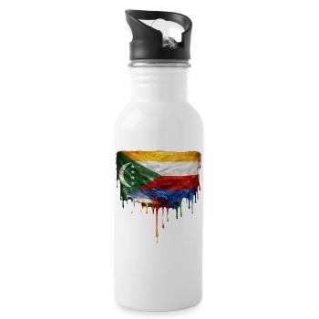 Comoros Flag: Flowing Colors - Water bottle with straw - white - Right