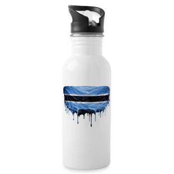 Botswana Flagge Tropfenkunst - Trinkflasche mit integriertem Trinkhalm - Weiß - Rechts