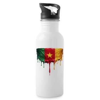 Cameroon Drop Flag Art - Water bottle with straw - white - Right