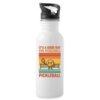 Pickleball-lustiger Spieler – es ist ein guter Tag für - Trinkflasche mit integriertem Trinkhalm - Weiß - Rechts