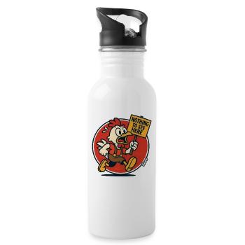 Nothing to See Here Chicken - Water bottle with straw - white - Right