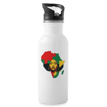 Portrait en couleur africain Afro Woman - Gourde avec paille intégrée - blanc - Droite