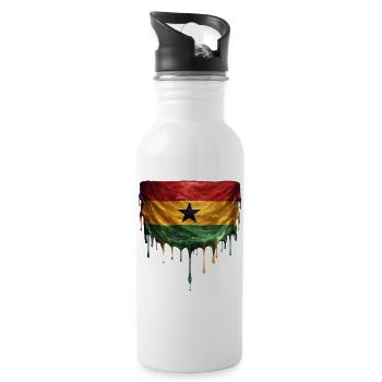 Ghana Flaggen Tropfenkunst - Trinkflasche mit integriertem Trinkhalm - Weiß - Rechts
