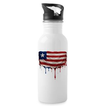 Liberia Flag in Drop Art - Water bottle with straw - white - Right