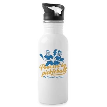 Pickleball angetrieben von Pickleball Die Dynamik von - Trinkflasche mit integriertem Trinkhalm - Weiß - Rechts