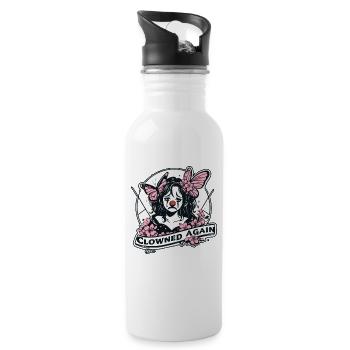 Clown-Kunst wieder Clown-Kunst - Trinkflasche mit integriertem Trinkhalm - Weiß - Rechts
