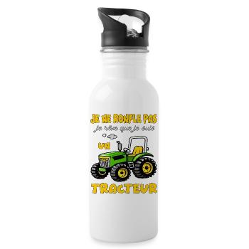 Je ne ronfle pas je rêve que je suis un tracteur - Gourde avec paille intégrée - blanc - Droite
