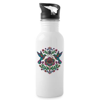 Blumen Alebrije Hummingbird Mexikanisch - Trinkflasche mit integriertem Trinkhalm - Weiß - Rechts
