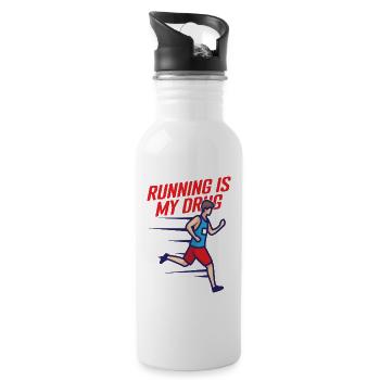 Running IS My Drug Marathon Runner Gift - Trinkflasche mit integriertem Trinkhalm - Weiß - Rechts