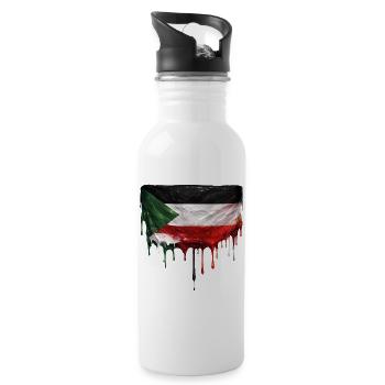Sudan Flag Drop Art - Water bottle with straw - white - Right