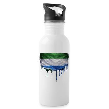 Sierra Leone Flag Drop Art - Water bottle with straw - white - Right
