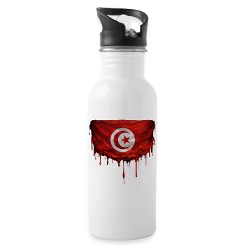 Tunisian Flag Drop Art - Water bottle with straw - white - Right
