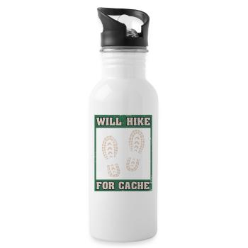 Will Hike For Cache Geocaching Graphic - Trinkflasche mit integriertem Trinkhalm - Weiß - Rechts